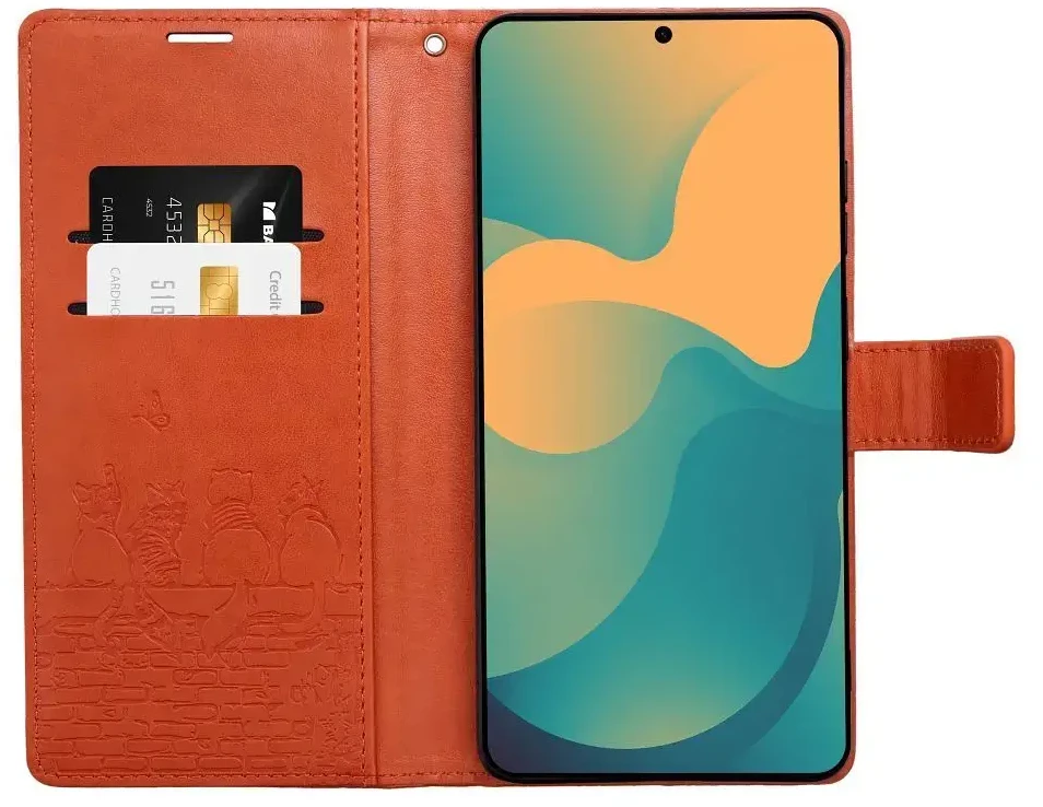 OEM atverčiamas dėklas Redmi NOTE 15 PRO 5G Mezzo Book Cats Ruda