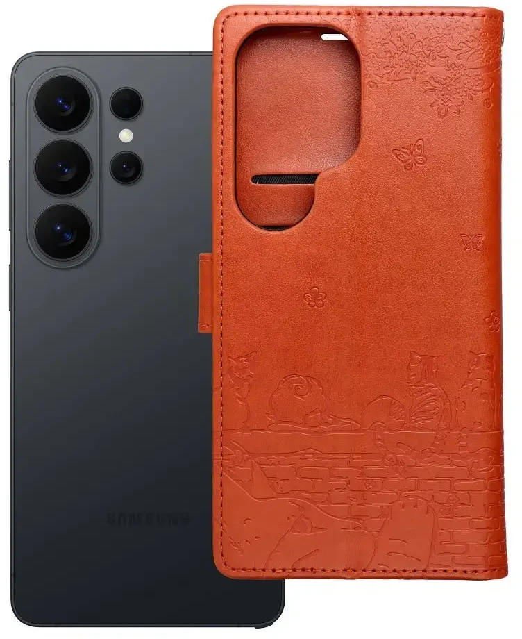 OEM atverčiamas dėklas Redmi NOTE 15 PRO 5G Mezzo Book Cats Ruda