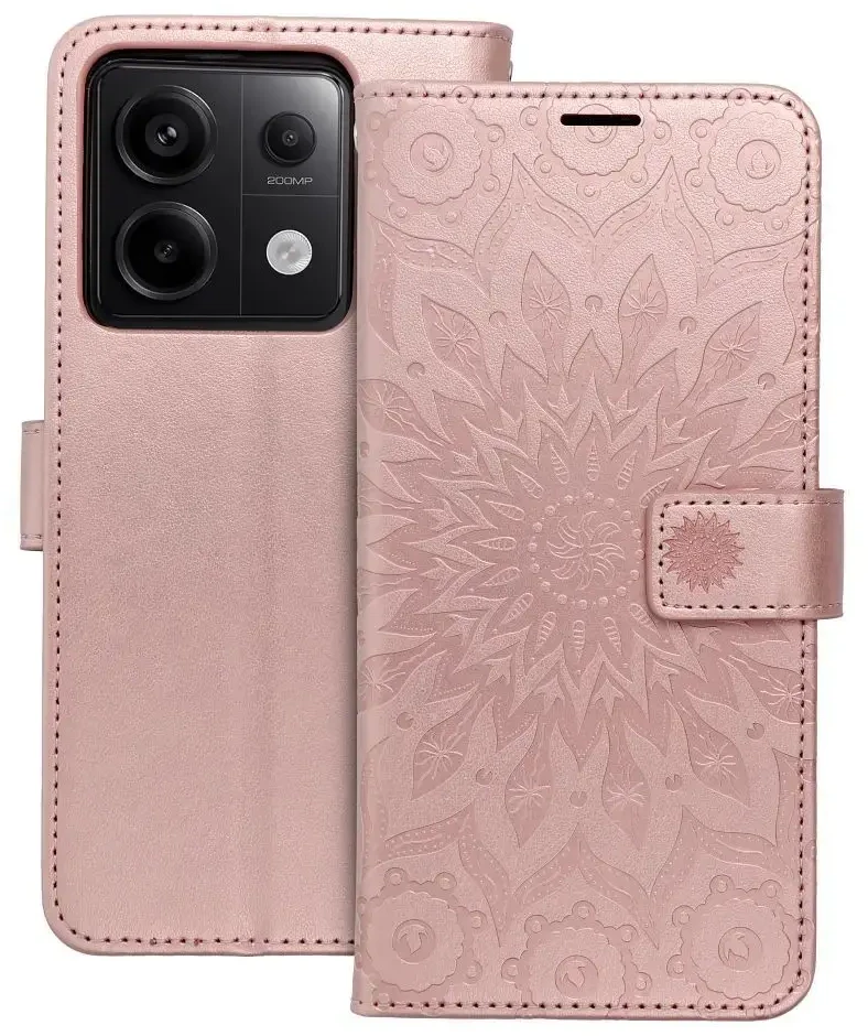 Oem MEZZO Book dėklas skirtas Xiaomi Redmi Note 13 Pro 5G mandala rose auksinis