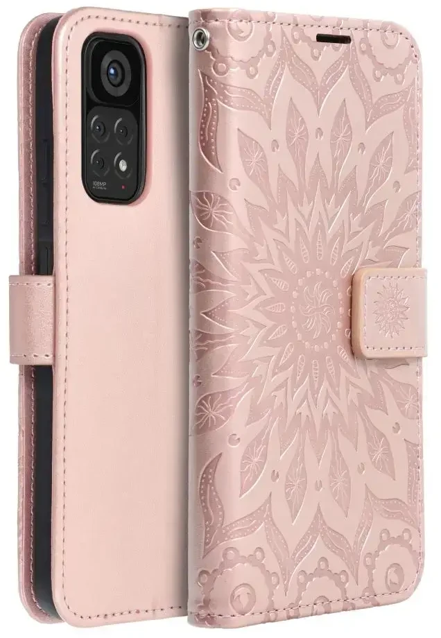 Forcell Oem MEZZO Book dėklas skirtas Xiaomi Redmi Note 11 / 11S mandala rožinio aukso spalvos