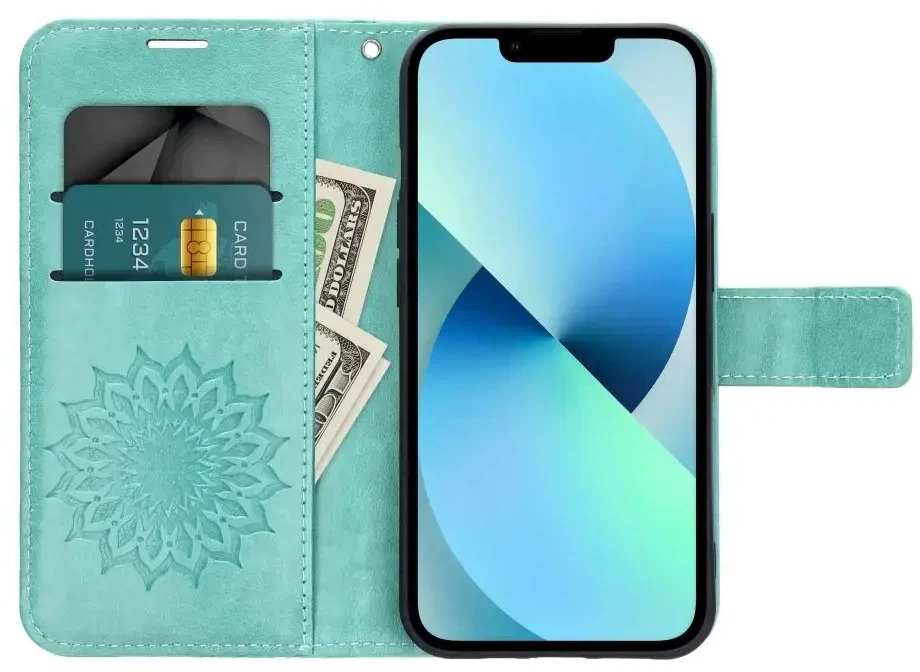 Forcell Oem MEZZO Book dėklas skirtas Samsung Galaxy A53 5G mandala žalios spalvos