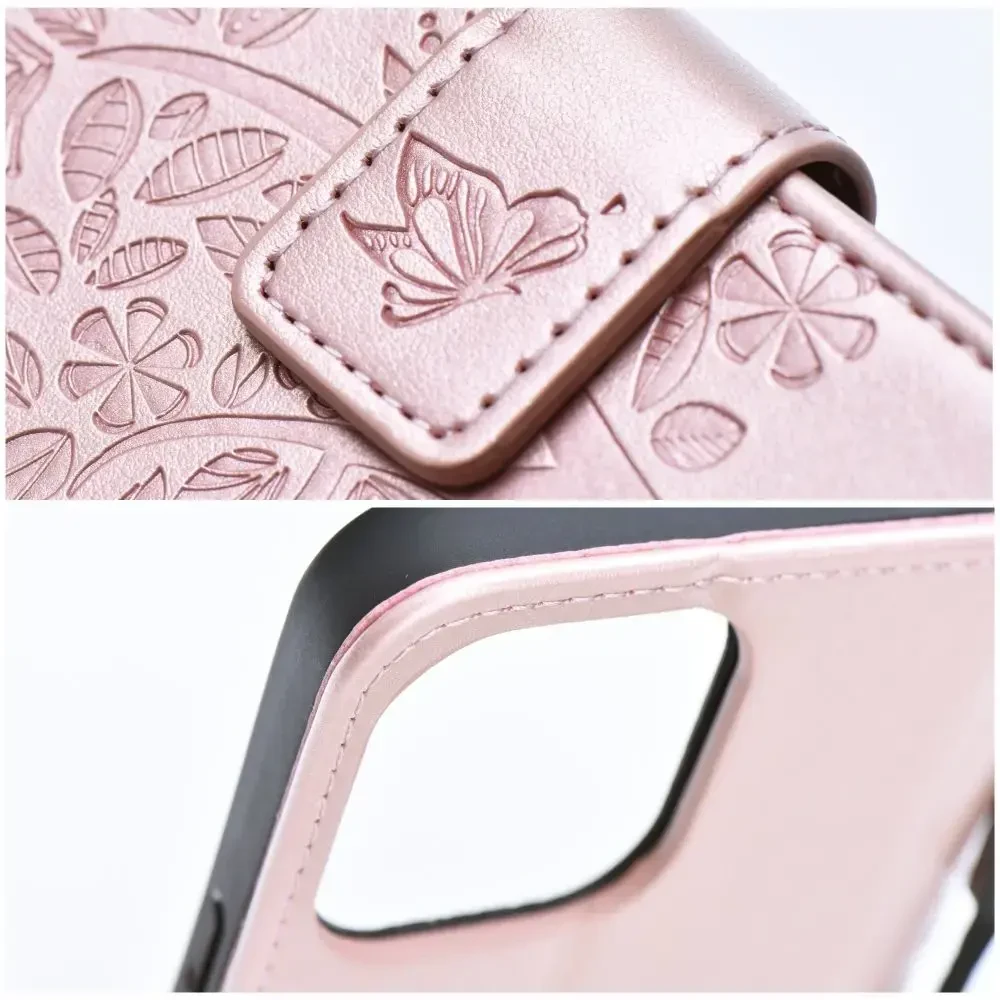 Forcell Oem MEZZO Book dėklas skirtas Samsung Galaxy S22 Ultra medžio rose auksinis