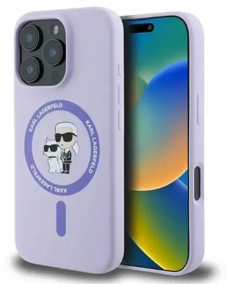 Karl Lagerfeld KLHMP16MSCMKCRHU iPhone 16 Plus 6.7″ violetinės spalvos kietas dėklas Silicone Karl&Choupette