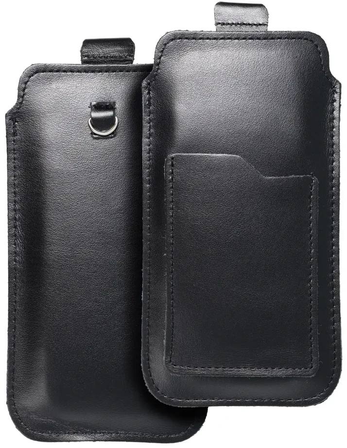 Dėklas OEM odinė universali patraukiama čiuožykla - ROYAL / juoda - XL dydis - IPHONE 11 / 12 / 13 / SAMSUNG S7 EDGE