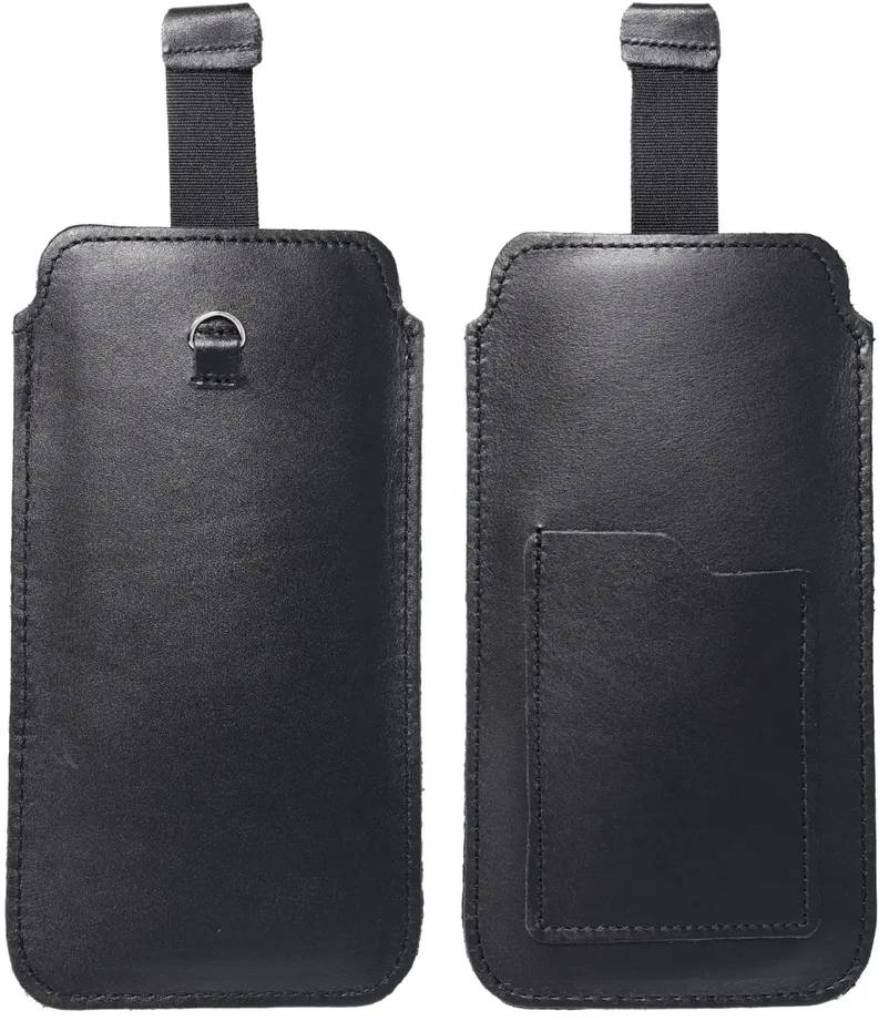 Oem Įtraukiamas odinis telefono dėklas su įtraukiamuoju dirželiu su pull-up skirtas Samsung A12 / NOTE 9 / Xiaomi Redmi NOTE 10 PRO Royal dydis 2XL+wide juoda
