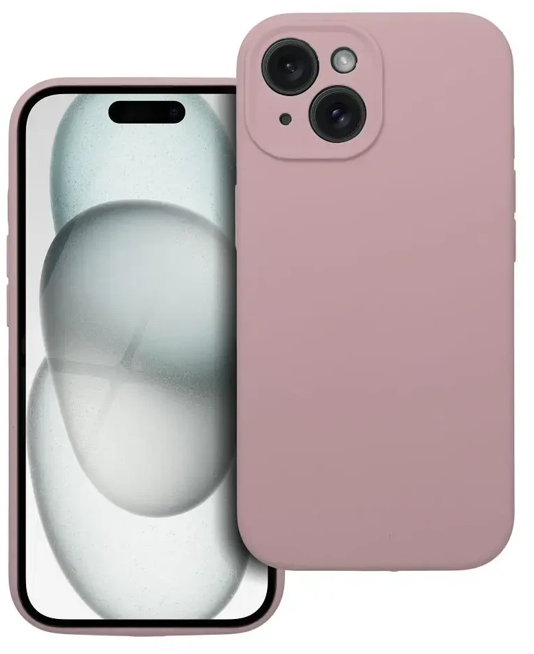 Oem dėklas, skirtas iPhone 15, silikoninis 2 mm (su fotoaparato apsauga), pudrinės rožinės spalvos