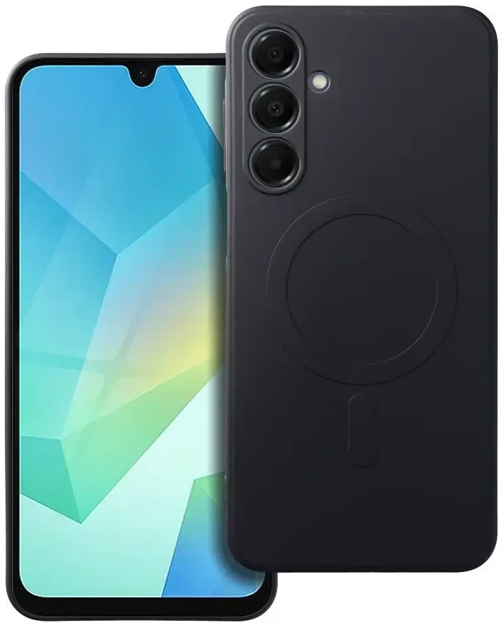 Oem SILICONE MAG COVER dėklas suderinamas su MagSafe skirtas Samsung Galaxy A16 juodos spalvos