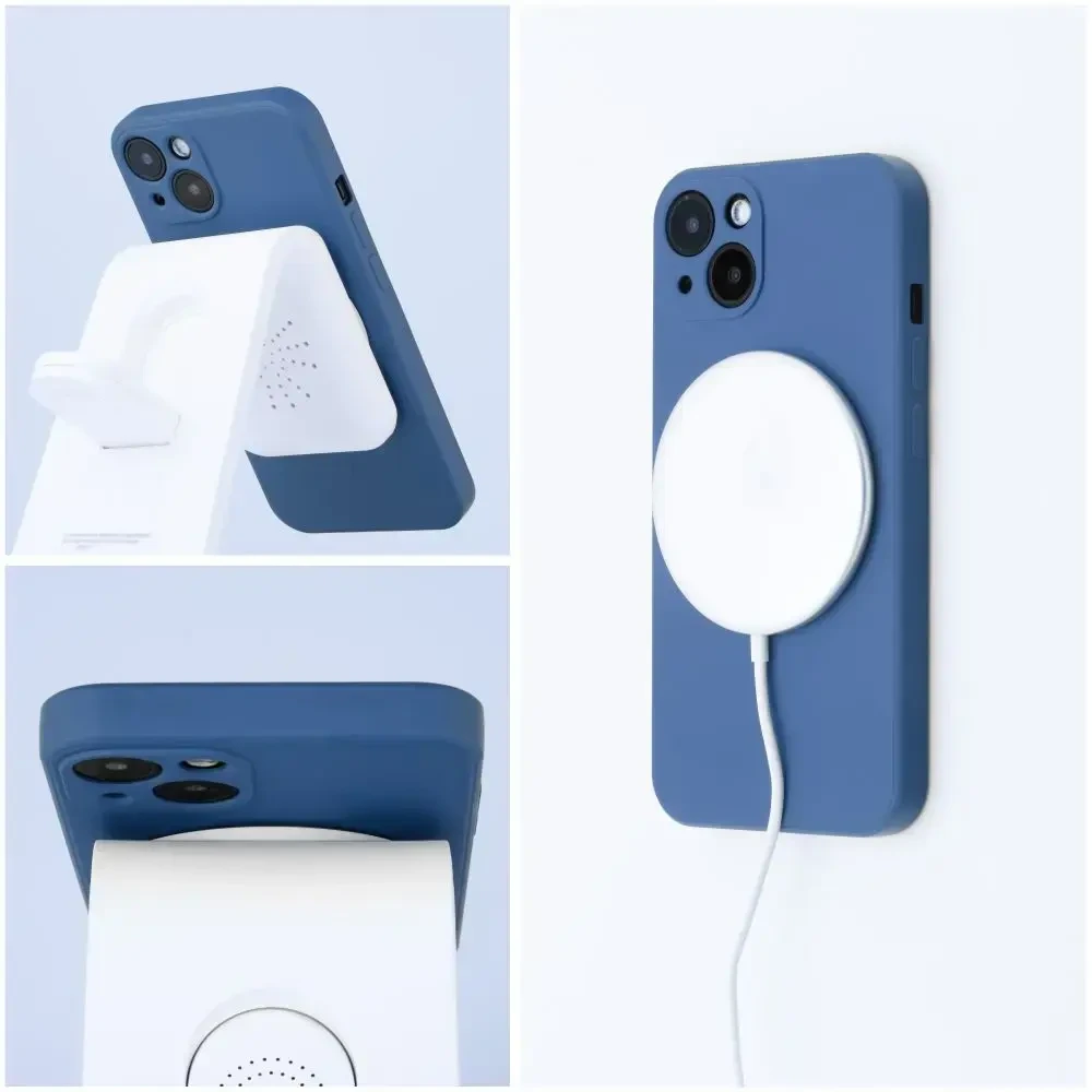 OEM dėklas, skirtas „iPhone 13 MINI“ silikoniniam „Mag“ dėklui, suderinamas su „MagSafe“ (fotoaparato apsauga) mėlynas