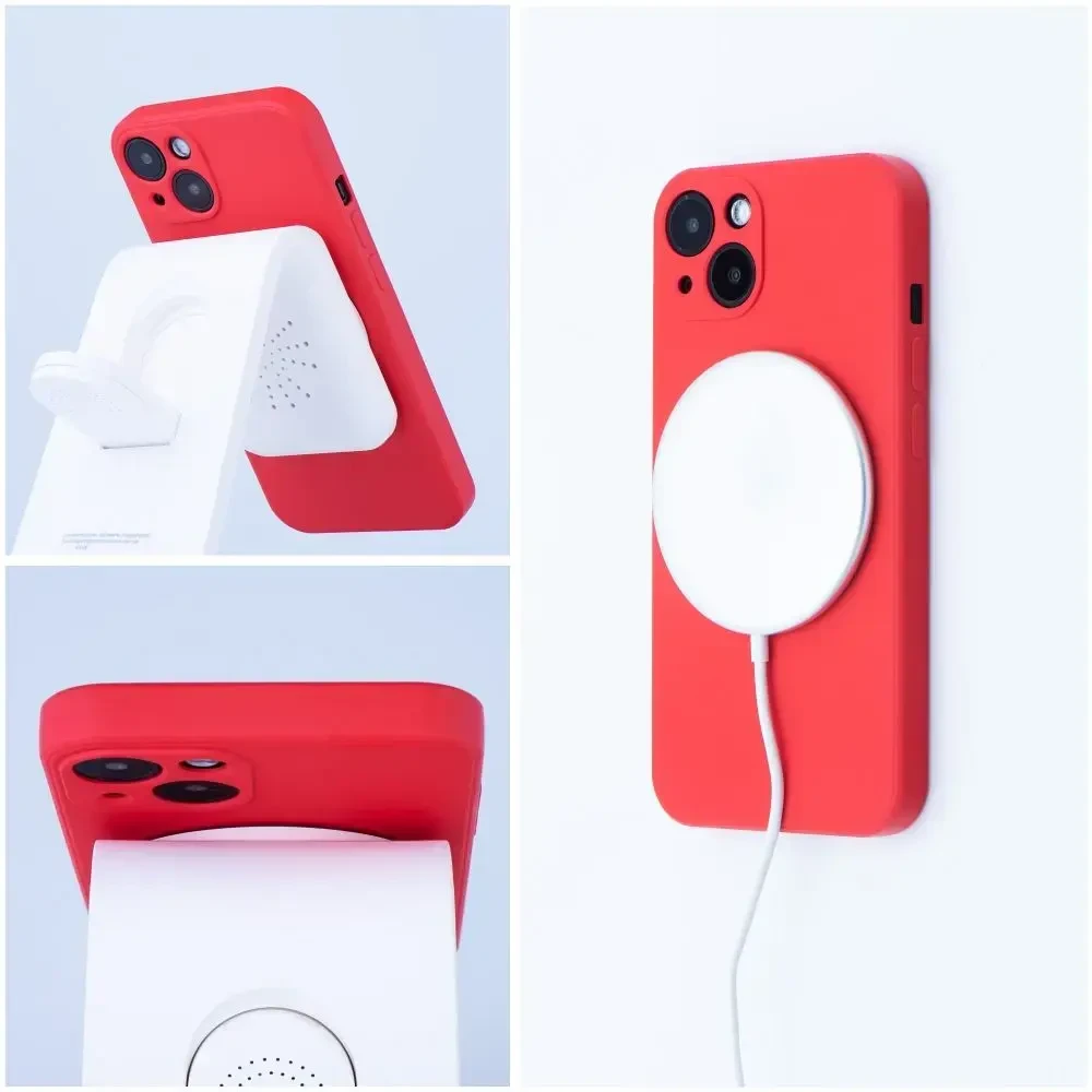 Oem Originalus „iPhone 16“ silikoninis dėklas, suderinamas su „MagSafe“ (fotoaparato apsauga), raudonas