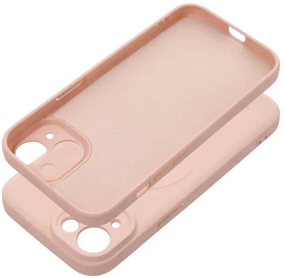 OEM SILICONE MAG COVER dėklas, suderinamas su „MagSafe“, skirtas IPHONE 15, rožinis