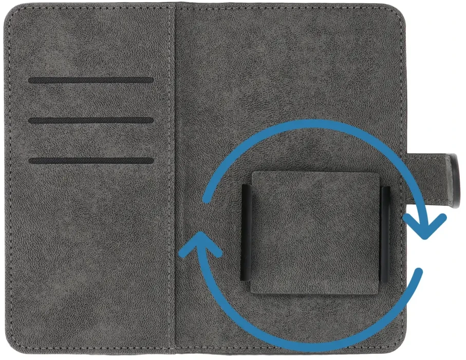 Oem Universal book dėklas COMMON dydis S skirtas Apple iPhone 12 / 13 / Samsung Galaxy S6 / A5 2016 / XCOVER 4 / S22 / HUAWEI P8 2017 juodos spalvos