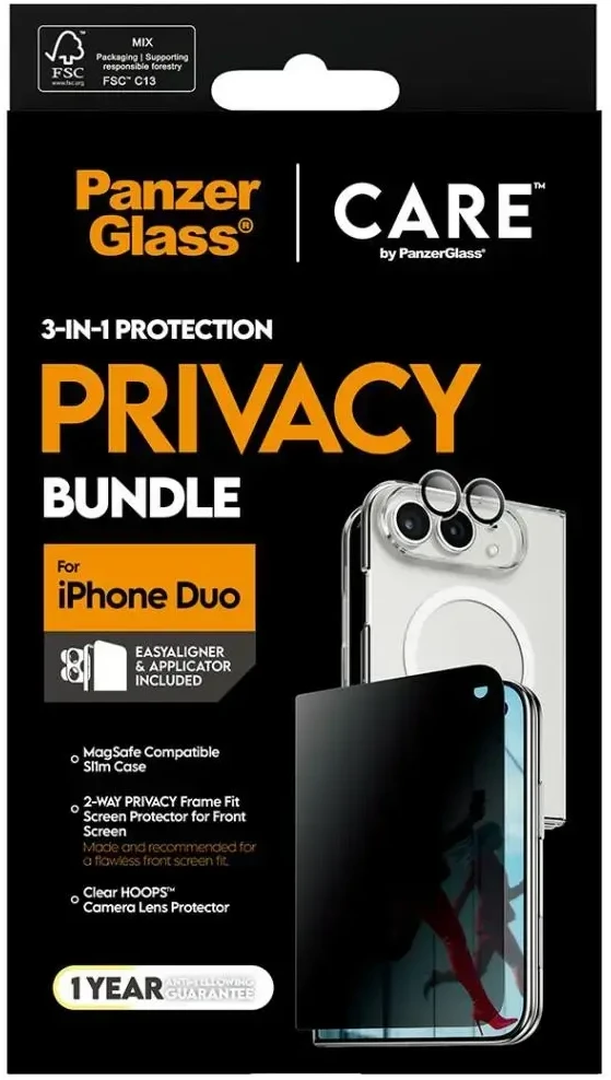 Panzer Glass CARE by PanzerGlass Flagship Explorer 3-in-1 dėklas + privatumo stiklas + objektyvas iPhone Duo