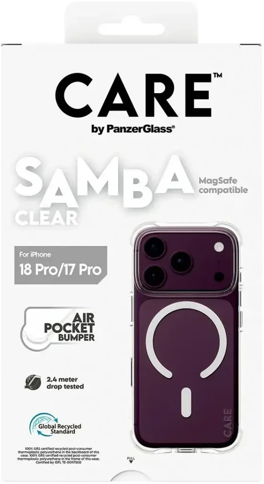 Dėklas Panzer Glass CARE by PanzerGlass Samba Case iP17/18 Pro Transparent MS baltas