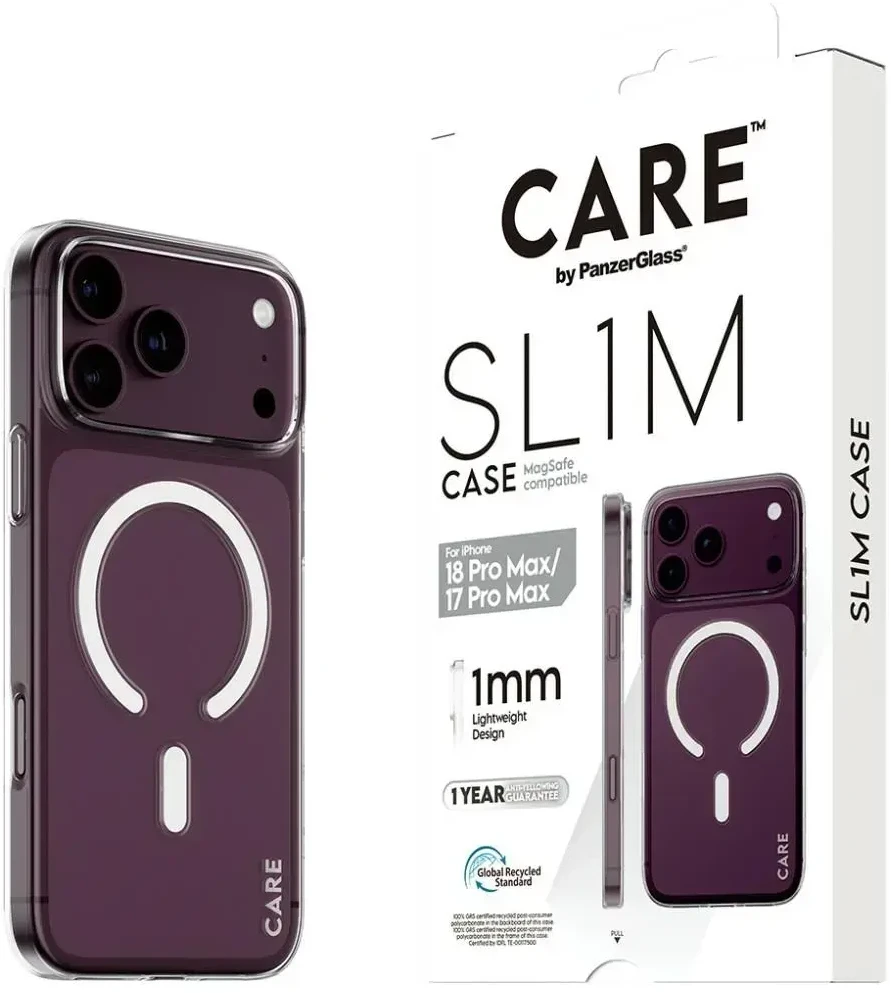 Dėklas Panzer Glass PanzerGlass CARE™ by ® SL1M Case Transparent w. MagSafe iPhone 18 Pro Max | 17 Pro Max, Cover, Apple - iPhone 18 Pro Max, Apple - iPhone 17 Pro Max, Transparent