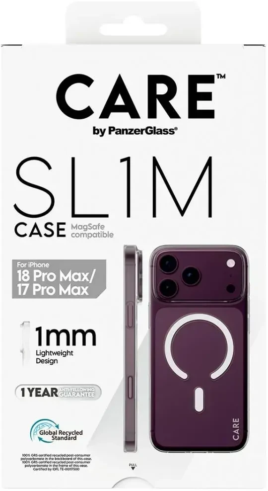 Dėklas Panzer Glass PanzerGlass CARE™ by ® SL1M Case Transparent w. MagSafe iPhone 18 Pro Max | 17 Pro Max, Cover, Apple - iPhone 18 Pro Max, Apple - iPhone 17 Pro Max, Transparent