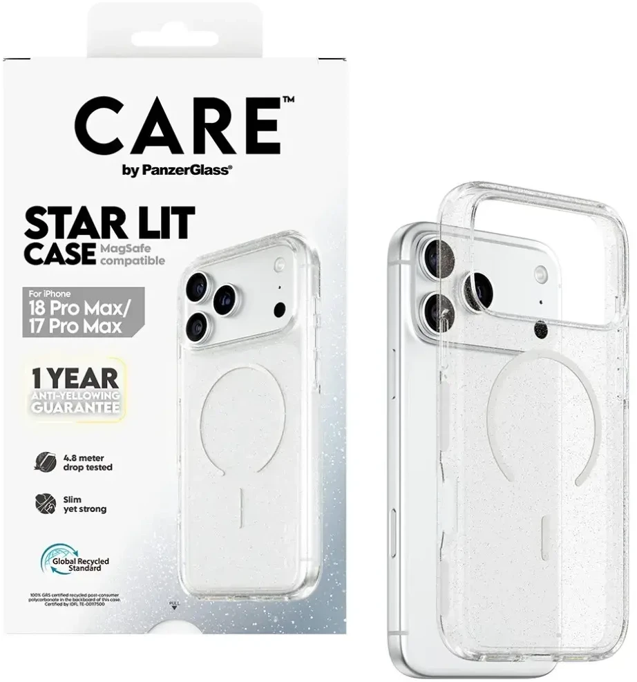 Panzer Glass CARE by PanzerGlass Star Lit telefono dėklas su MagSafe palaikymu iPhone 18 Pro Max | iPhone 17 Pro Max permatomas