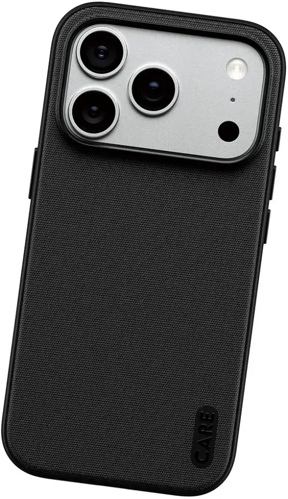 Dėklas Panzer Glass Case CARE by PanzerGlass Fusion Fabric MagSafe for iPhone 18 Pro / 17 Pro juodas