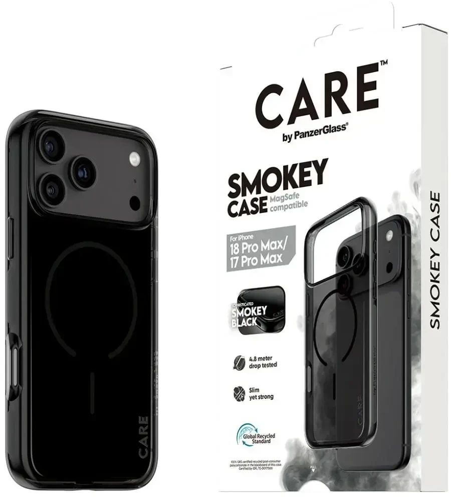 Dėklas Panzer Glass Case CARE by PanzerGlass Smokey w. Juodas MagSafe case for iPhone 18 Pro Max / iPhone 17ProMax juodas