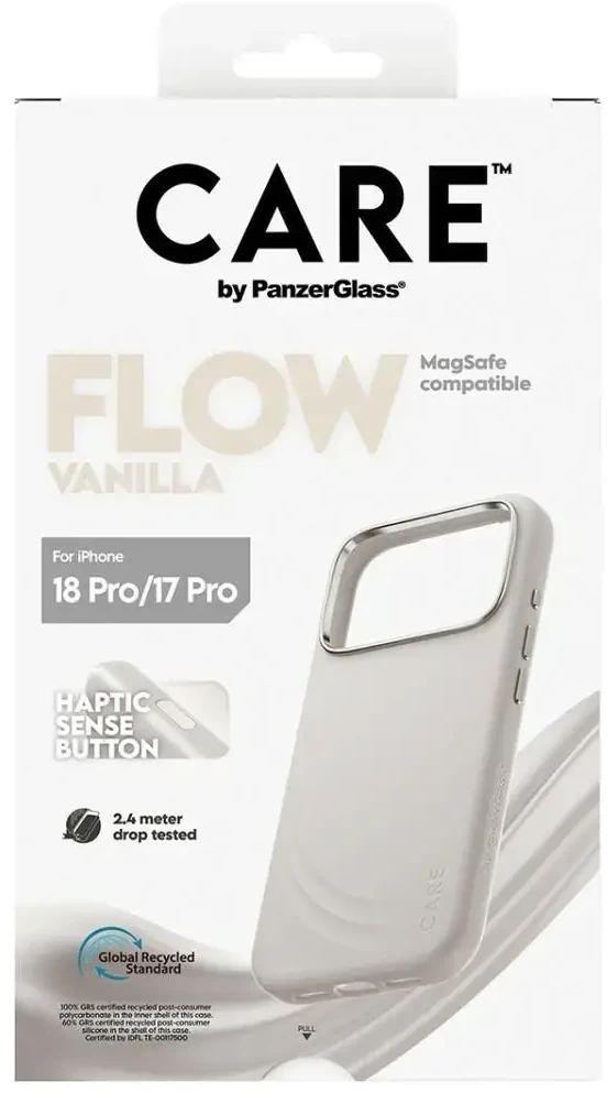 Panzer Glass „Case CARE by PanzerGlass Feature FLOW MagSafe“ dėklas „iPhone 18 Pro“ / „17 Pro“ vanilės spalvos
