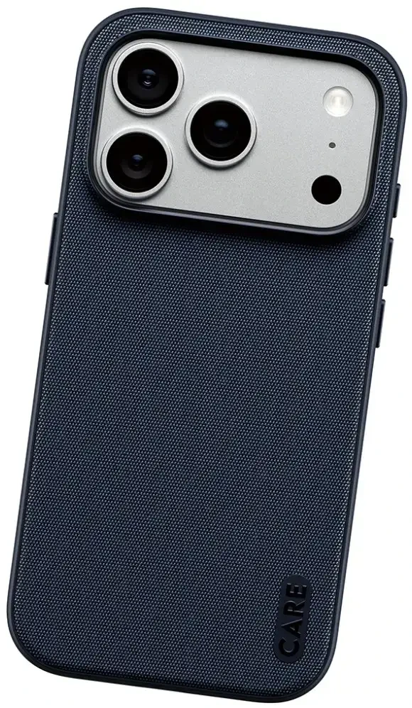 Dėklas Panzer Glass Case CARE by PanzerGlass Fusion Fabric MagSafe, skirta iPhone 18 Pro / 17 Pro, mėlyna