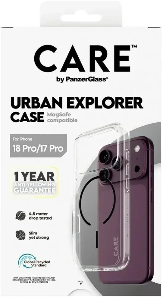 Dėklas Panzer Glass Case CARE by PanzerGlass Urban Explorer Juodas MagSafe for iPhone 18 Pro / iPhone 17 Pro transparent