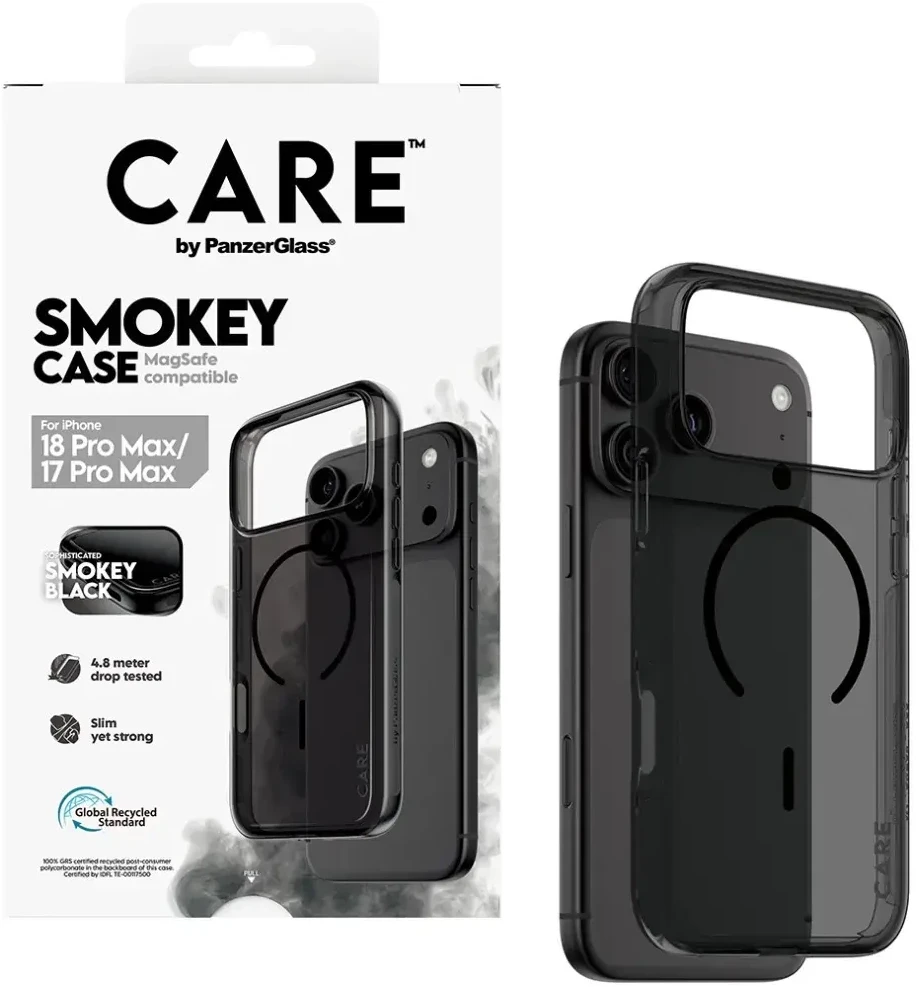 Dėklas Panzer Glass Case CARE by PanzerGlass Smokey w. Juodas MagSafe case for iPhone 18 Pro Max / iPhone 17ProMax juodas