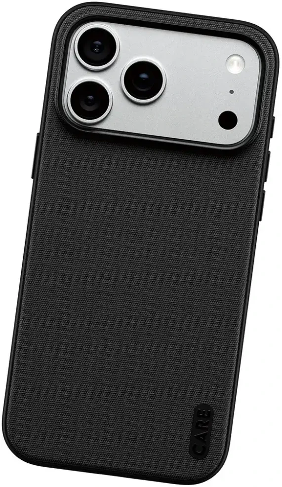 Dėklas Panzer Glass Case CARE by PanzerGlass Fusion Fabric MagSafe for iPhone 18 Pro Max / 17 Pro Max juodas