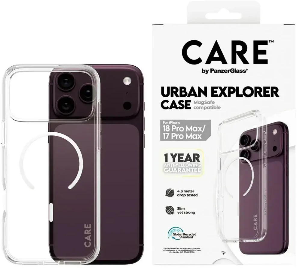 Dėklas Panzer Glass Case CARE by PanzerGlass Urban Explorer MagSafe do iPhone 18 Pro Max / iPhone 17 Pro Max transparent