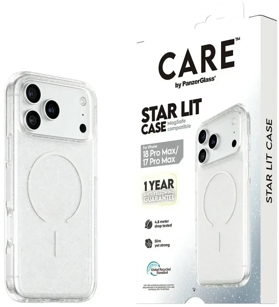 Panzer Glass CARE by PanzerGlass Star Lit telefono dėklas su MagSafe palaikymu iPhone 18 Pro Max | iPhone 17 Pro Max permatomas