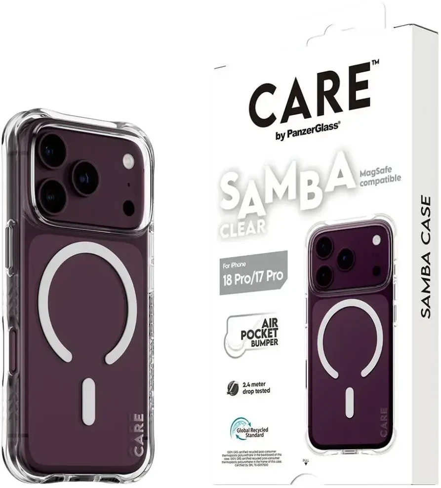 Dėklas Panzer Glass CARE by PanzerGlass Samba Case iP17/18 Pro Transparent MS baltas