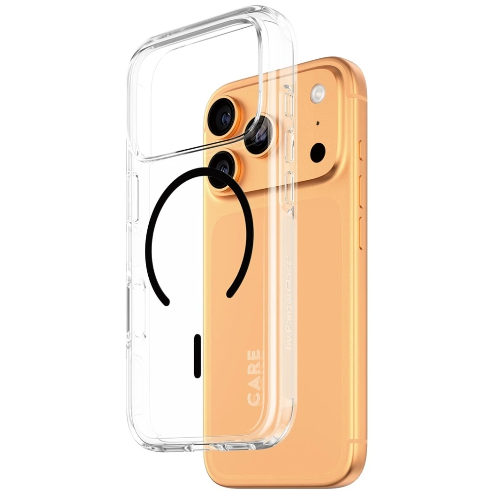 „Panzer Glass CARE by PanzerGlass“ flagmano „Urban Explorer“ dėklas su „Juodu MagSafe“, skirtas „iPhone 17 Pro“ – permatomas