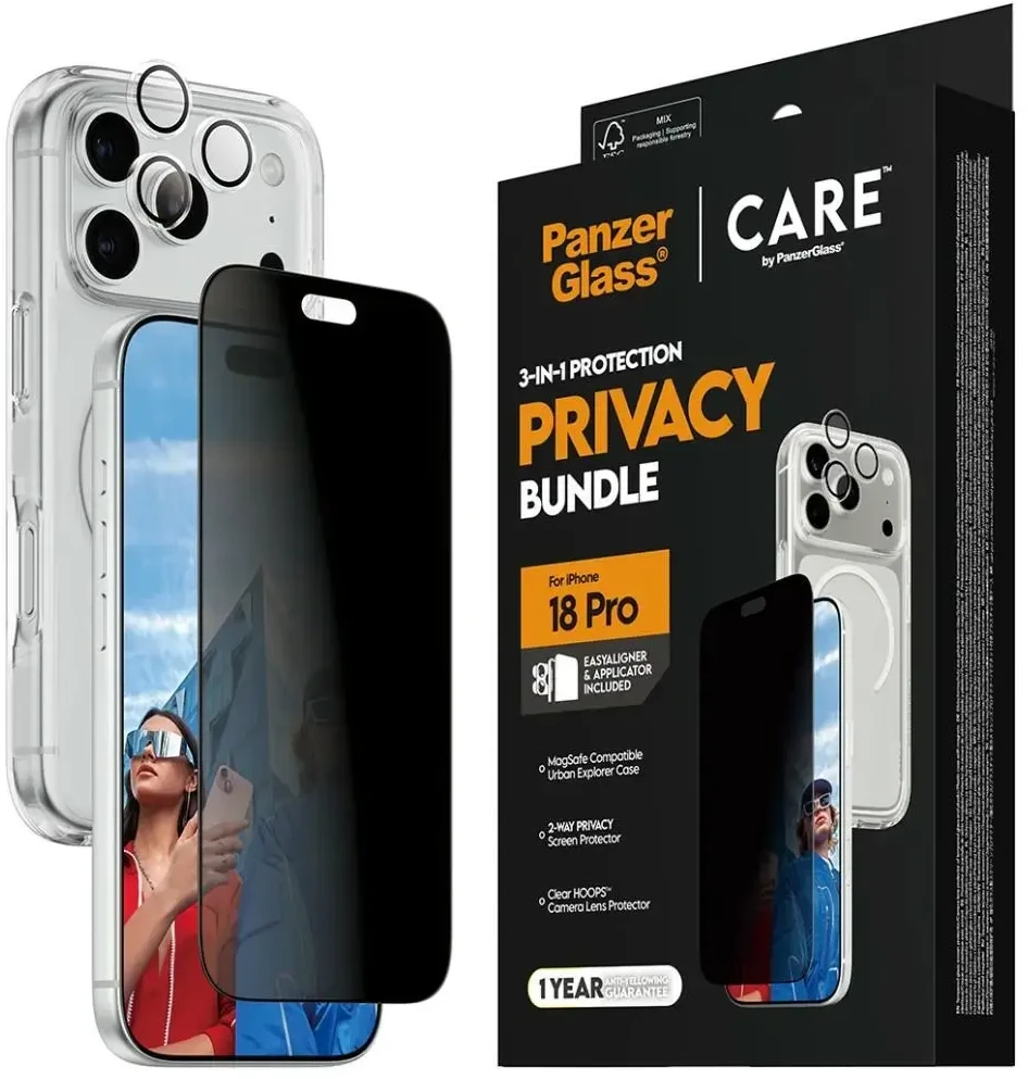 Panzer Glass Protective set CARE by PanzerGlass Flagship 3-in-1 Case+PrivacyGlass+Lens for iPhone 18 Pro / 17 Pro