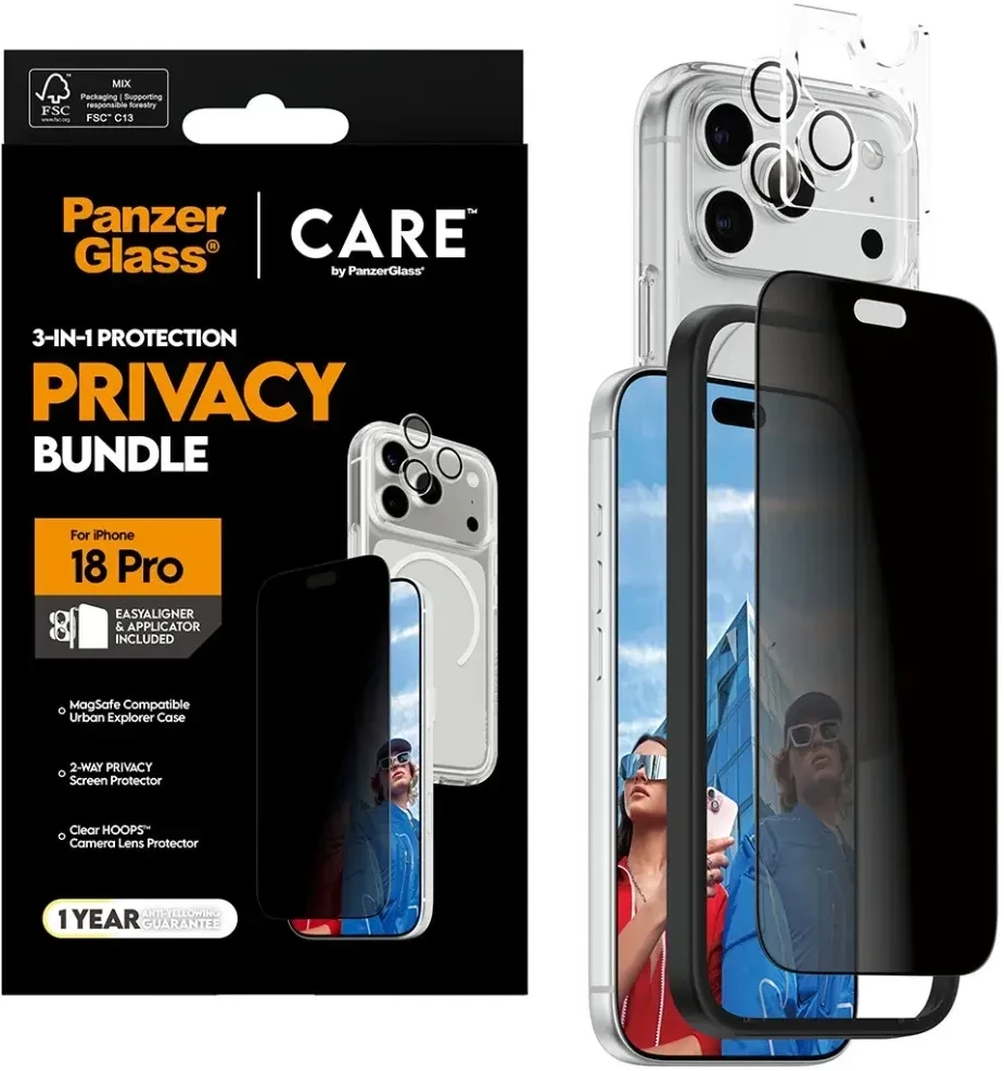 Panzer Glass Protective set CARE by PanzerGlass Flagship 3-in-1 Case+PrivacyGlass+Lens for iPhone 18 Pro / 17 Pro