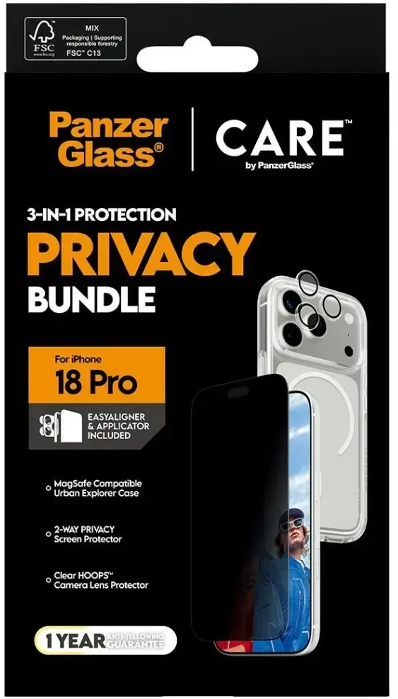 Panzer Glass Protective set CARE by PanzerGlass Flagship 3-in-1 Case+PrivacyGlass+Lens for iPhone 18 Pro / 17 Pro