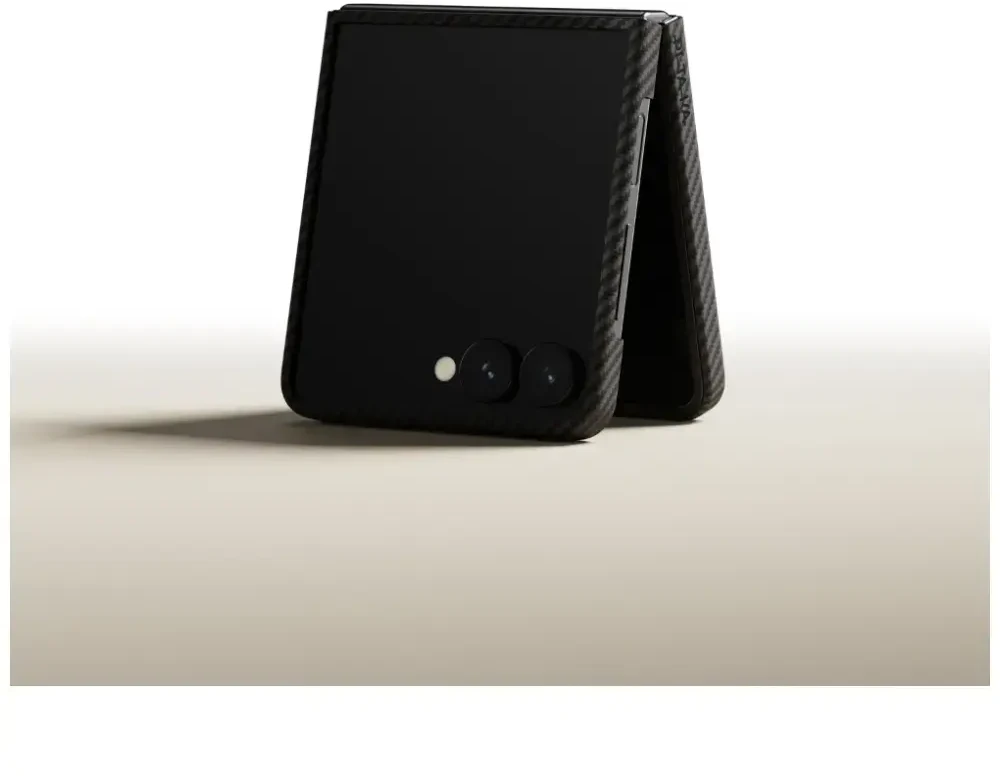 Dėklas PITAKA Ultra-Slim MagSafe skirtas Samsung Galaxy Z Flip7 juodos ir pilkos spalvos