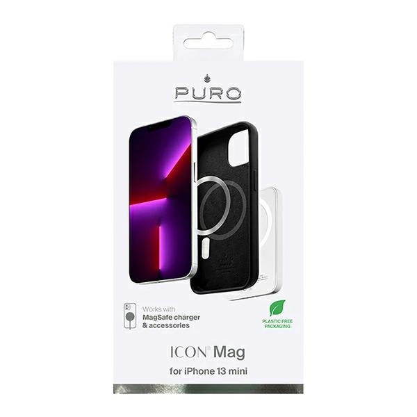 PURO ICON MAG MagSafe dėklas skirtas Apple iPhone 13 mini, juodas