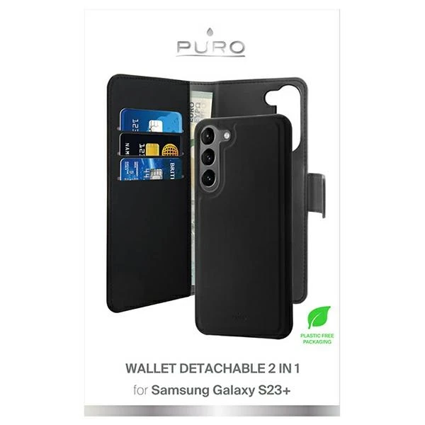 SBS Puro PURO Wallet Detachable - Dėklas 2w1 Samsung Galaxy S23+ (juoda)