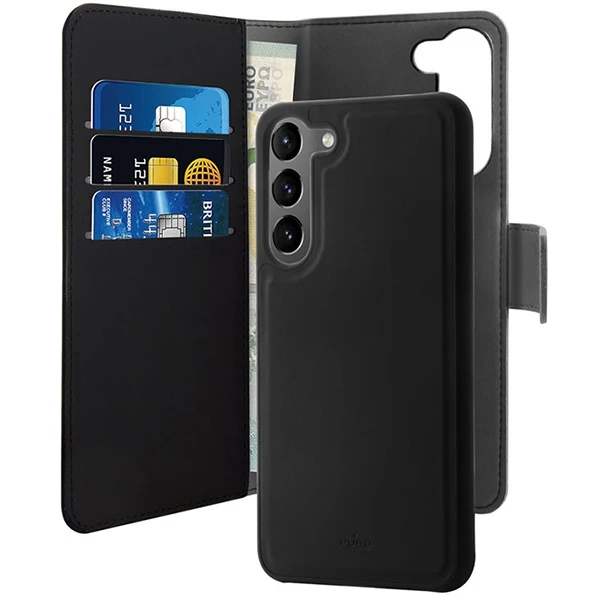 SBS Puro PURO Wallet Detachable - Dėklas 2w1 Samsung Galaxy S23+ (juoda)