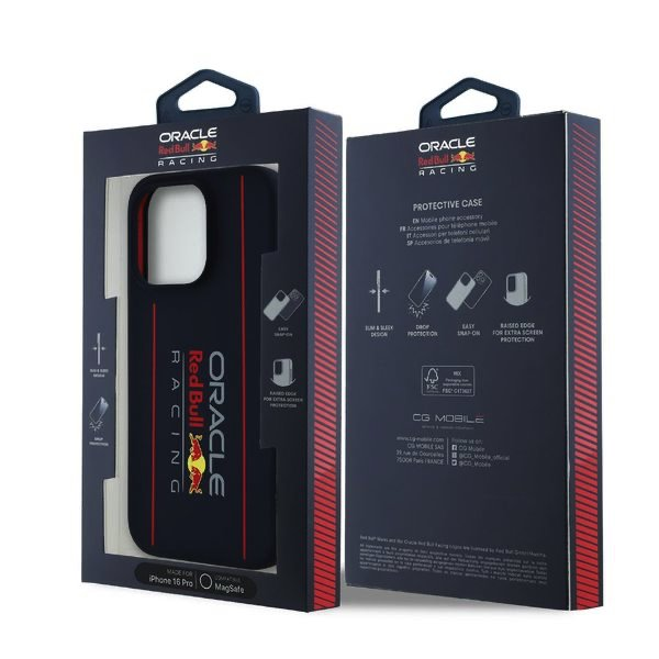 Red Bull Raudona Bull Raudona Bull silikoninis Vertical Logo MagSafe Apple iPhone 16 Pro dėklas telefonui mėlynos spalvos