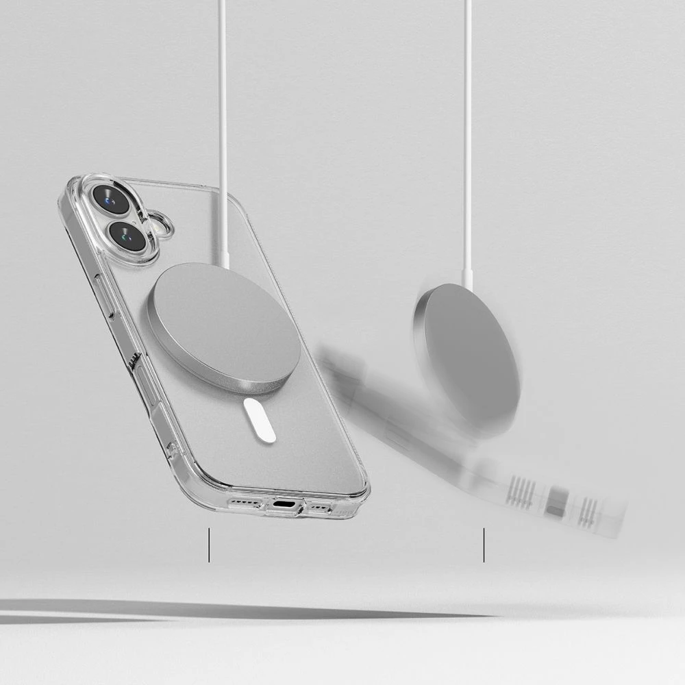 „Ringke Fusion MagSafe“ dėklas, skirtas „Apple iPhone 16“ telefonui – skaidrus matinis