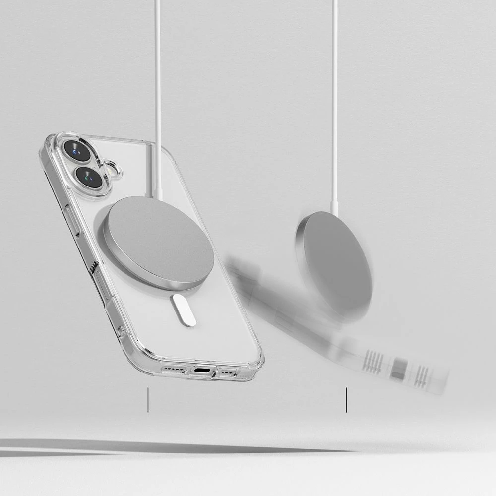 Apple iPhone 16 Ringke Fusion Magnetic MagSafe Clear dėklas telefonui skaidrus