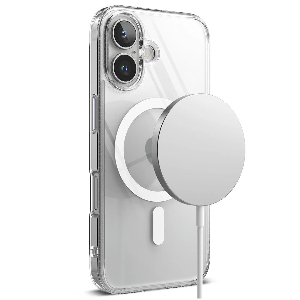 Apple iPhone 16 Ringke Fusion Magnetic MagSafe Clear dėklas telefonui skaidrus