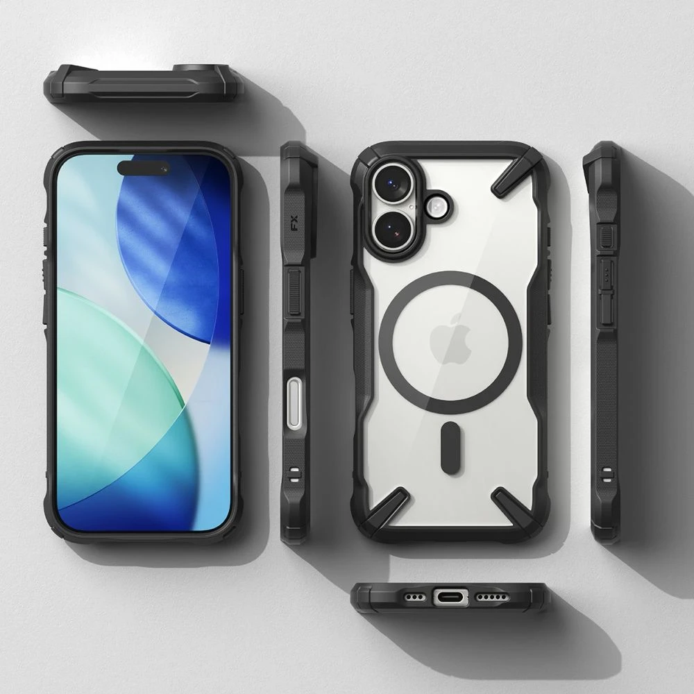 „Ringke“ iPhone 17 dėklas „Fusion X“ magnetinis juodas