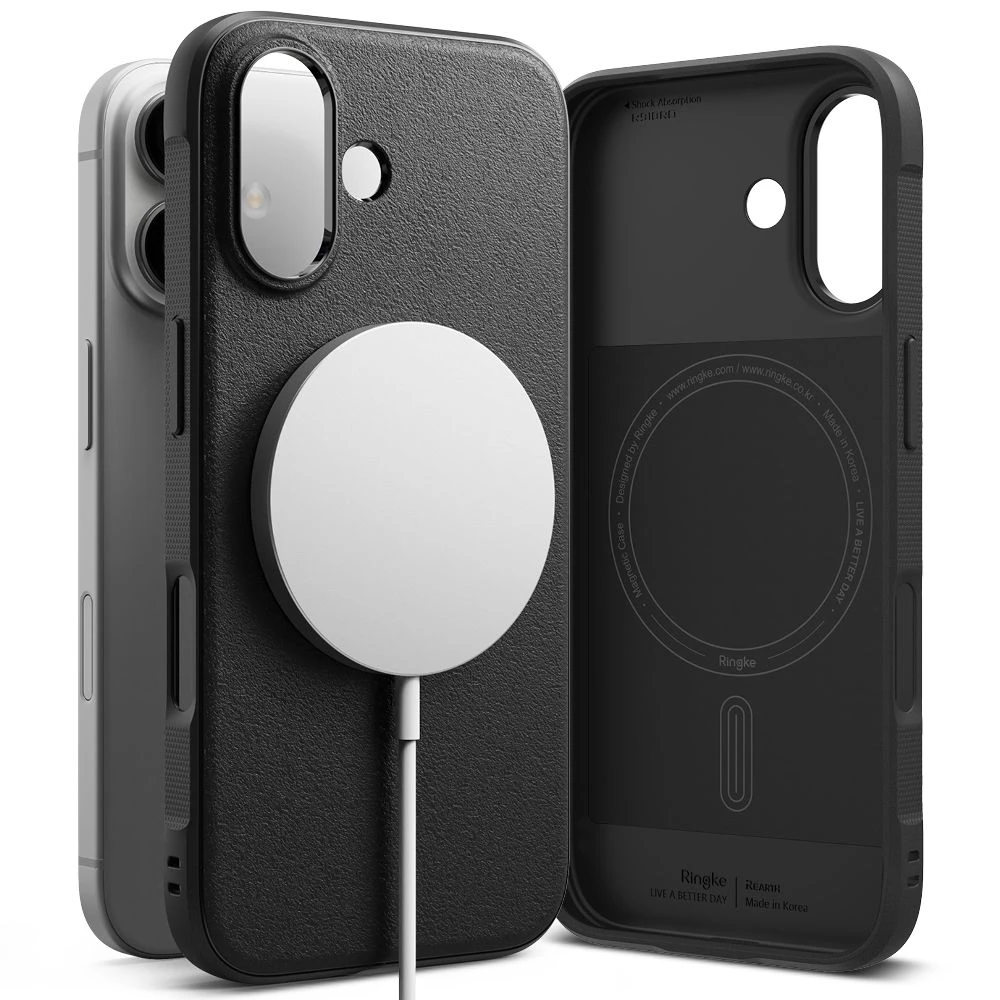 Apple iPhone 16 Ringke Onyx Magnetic MagSafe dėklas telefonui juodos spalvos