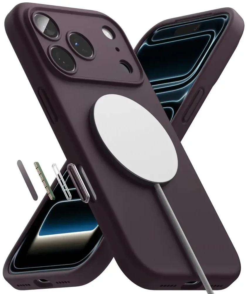 RINGKE SILIKONINIS MAGNETINIS MAGSAFE DĖKLAS iPhone 17 PRO / 18 PRO BURGUNDO SPALVOS