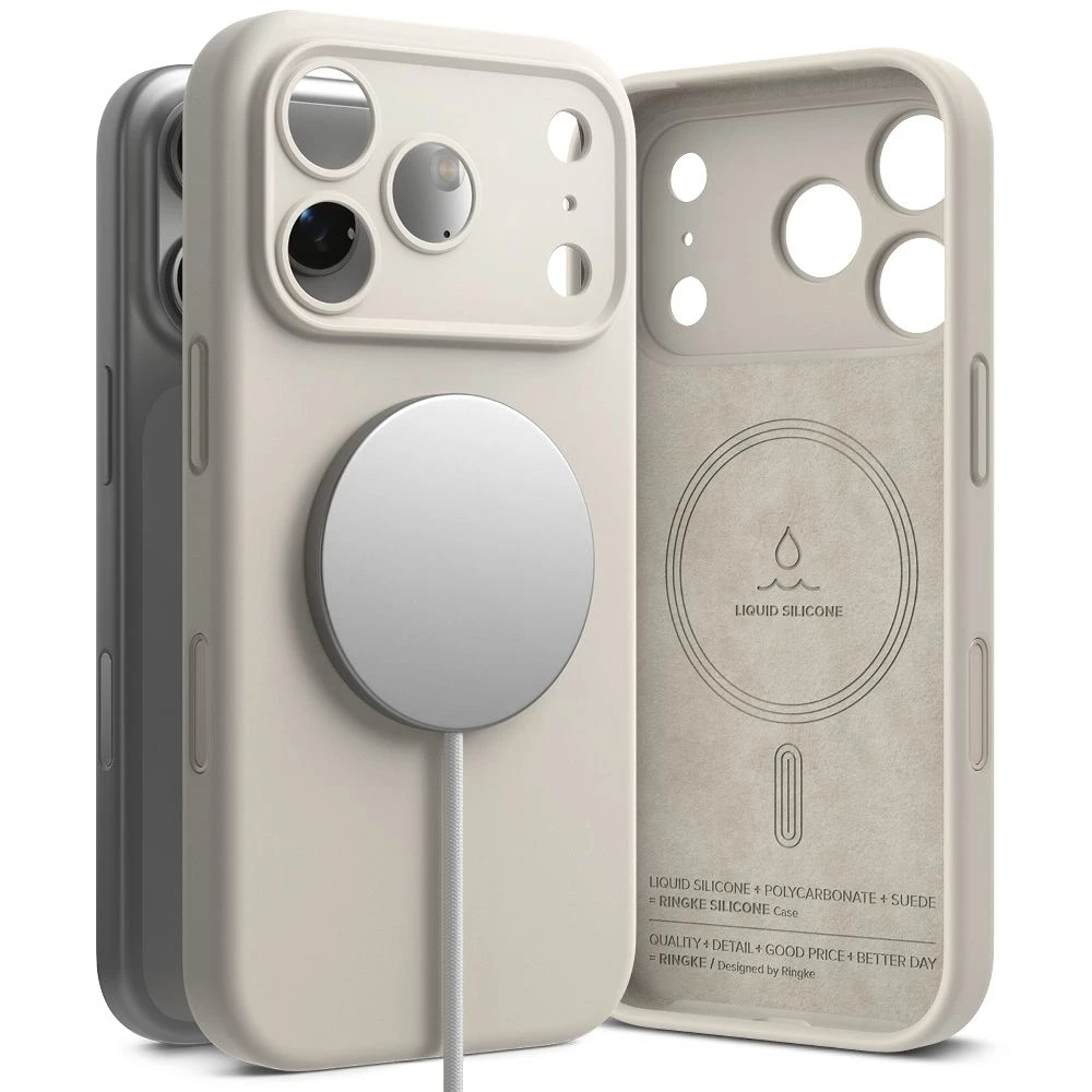 „Ringke iPhone 17 Pro Max“ silikoninis dėklas, magnetinis, akmuo