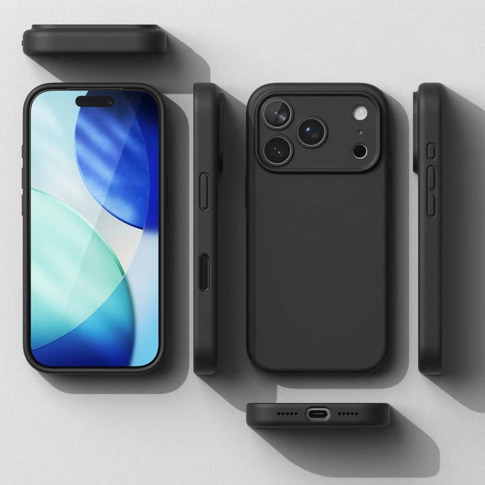 „Ringke iPhone 17 Pro Max“ silikoninis magnetinis dėklas, juodas