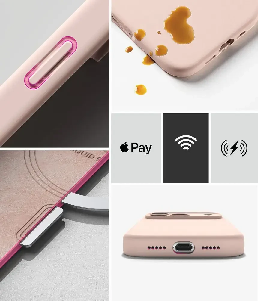 RINGKE SILIKONINIS MAGNETINIS MAGSAFE DĖKLAS iPhone 17 PRO / 18 PRO Rožinis SAND