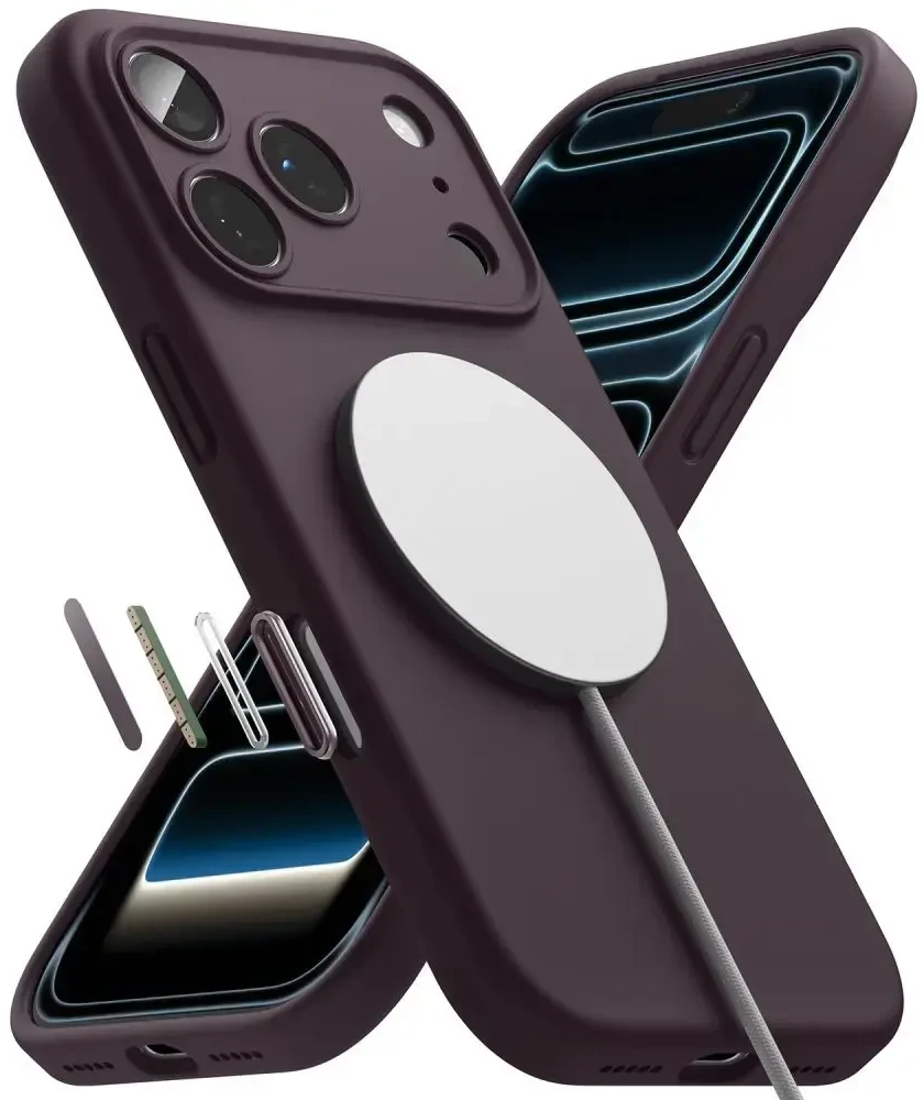 RINGKE SILIKONINIS MAGNETINIS MAGSAFE DĖKLAS iPhone 17 PRO MAX / 18 PRO MAX BURGUNDO SPALVOS