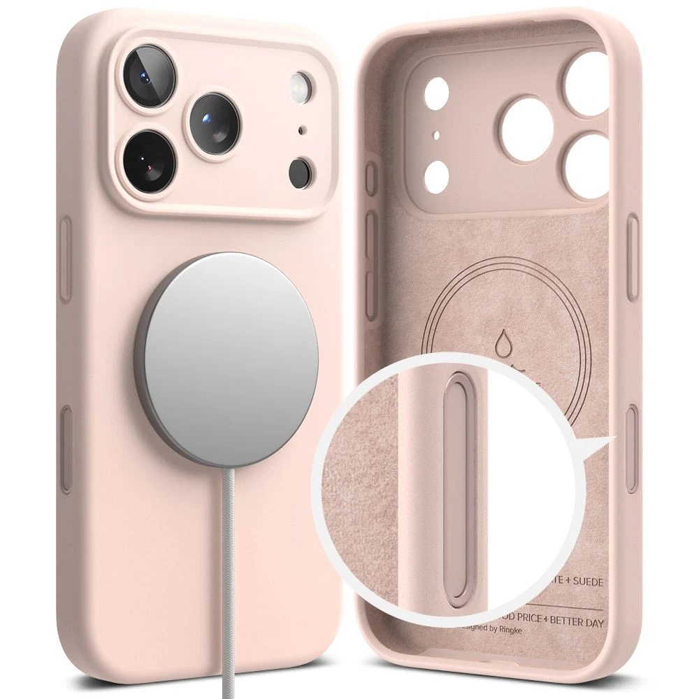 Dėklas Ringke iPhone 17 Pro Max Case Silicone Magnetic Rožinė Sand